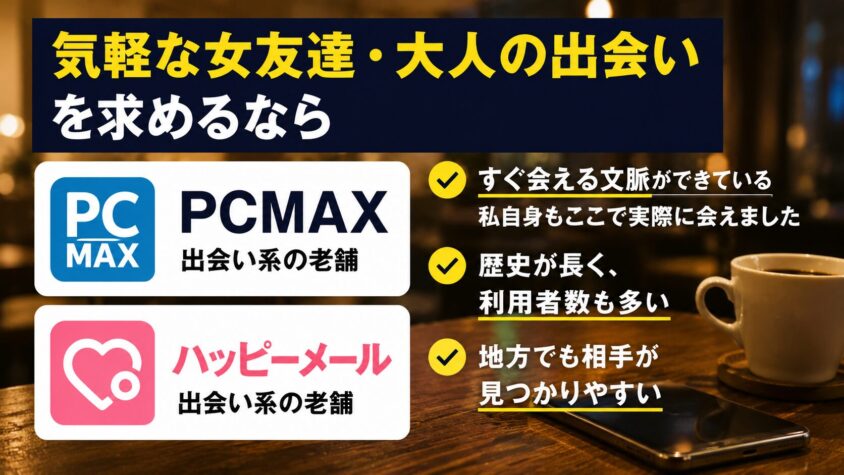 気軽な女友達・大人の出会いを求めるなら