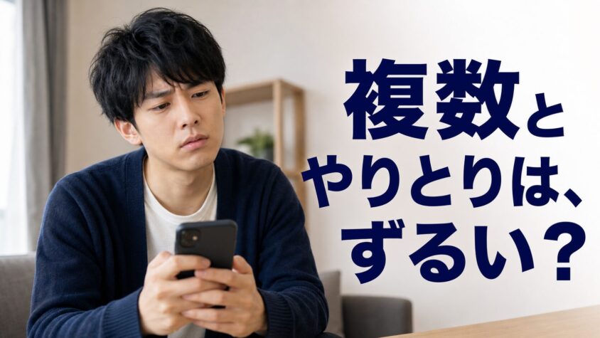 スマホを持って悩む男性「複数とやりとりは、ずるい?」